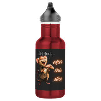 Lustiges Pizza-Diät-Maus-Design Edelstahlflasche