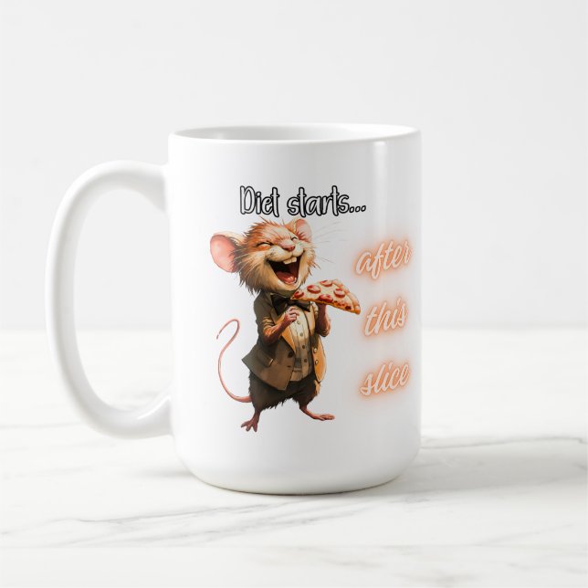 Lustiges Pizza-Diät-Maus-Design Kaffeetasse (Links)