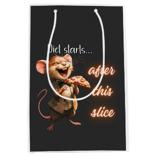 Lustiges Pizza-Diät-Maus-Design Mittlere Geschenktüte