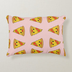 Lustiges Pizza-Muster süß rosa Kinder Pepparoni Dekokissen