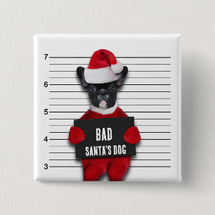 Lustiges Polizeifoto von Bad Santas Hund Weihnacht Button