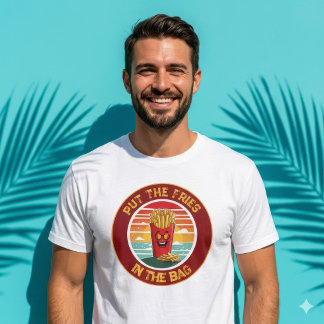 Lustiges 'Pommes In Die Tüte Tun' Meme Retro Grafi T-Shirt