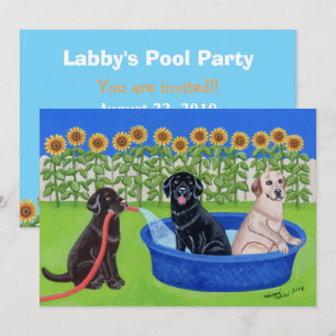 Lustiges Pool-Party Labradors Einladung