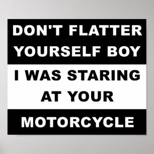 Lustiges Poster "Auf dein Motorrad starren"