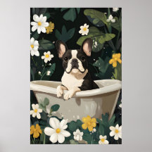 Lustiges Poster mit Französischer Bulldogge in der