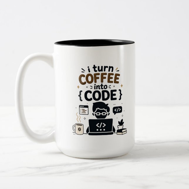 Lustiges Programmierer-Design Zweifarbige Tasse (Links)