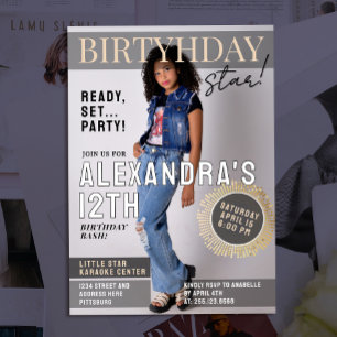 Lustiges Promi-Magazin-Cover-Zeitung Bday-Foto Einladung