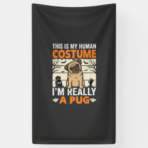 Lustiges Pug Halloween Kostümdesign für Menschen Banner