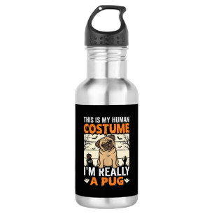 Lustiges Pug Halloween Kostümdesign für Menschen Edelstahlflasche