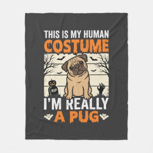 Lustiges Pug Halloween Kostümdesign für Menschen Fleecedecke