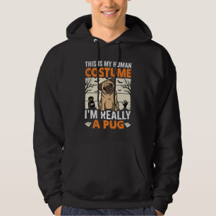 Lustiges Pug Halloween Kostümdesign für Menschen Hoodie