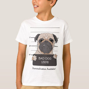 Lustiges Pug-Mugshot-Polizei-ID-Karten-Cartoon-Hun T-Shirt
