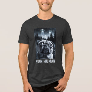 Lustiges Pug-Selfie-UFO-Alien-Begegnung-Hundegesch Tri-Blend Shirt