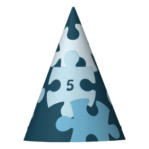Lustiges Puzzle für Kinder zum 5. Geburtstag Blau Partyhütchen