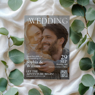 Lustiges QR-Code-Magazin-Foto-Hochzeit Save The Date