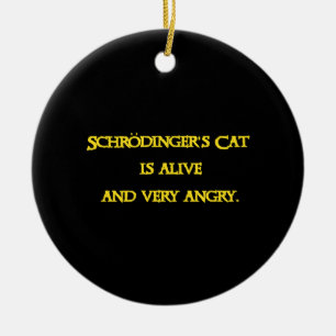 Lustiges Quanten-Dilemma - Schrödingers Katze ist Keramik Ornament