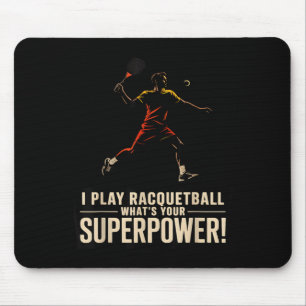 Lustiges Racquetball-Superkraft Retro-Plakat mit d Mousepad