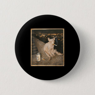 Lustiges rauchendes Sphynx-Katze-Meme Lustig Button