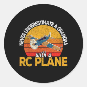 Lustiges RC-Flugzeug für Männer Opa Modellflugzeug Runder Aufkleber