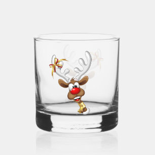 Lustiges Rentier-Gucken Weihnachten Meme Whiskyglas