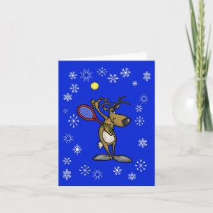 Lustiges Rentier mit Tennisschläger Weihnachtskart Karte