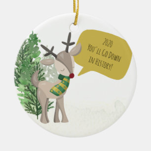 Lustiges Rentier Rudolph Weihnachten Keramik Ornament