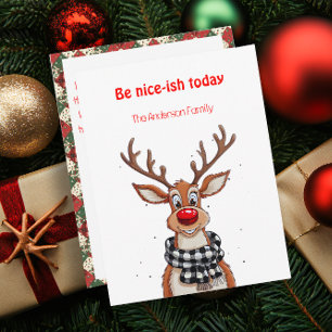 Lustiges Rentier Rudolph Weihnachtsgrüße Postkarte