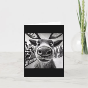 Lustiges Rentier-Selfie mit dem Weihnachtsschlitte Karte