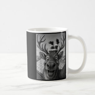 Lustiges Rentier Selfie Santa Jungen Mädchen Weihn Kaffeetasse
