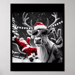 Lustiges Rentier-Selfie Weihnachten Poster