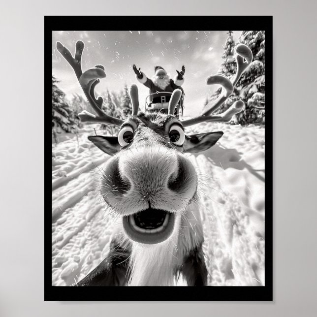 Lustiges Rentier-Selfie Weihnachten  Poster (Vorne)