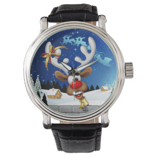 Lustiges Rentier-Spionier-Weihnachts-Meme Armbanduhr
