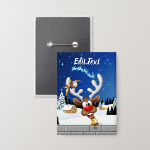 Lustiges Rentier-Spionier-Weihnachts-Meme Button
