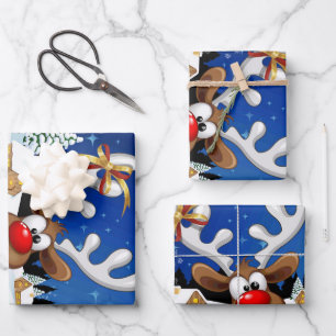 Lustiges Rentier-Spionier-Weihnachts-Meme Geschenkpapier Set