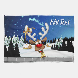 Lustiges Rentier-Spionier-Weihnachts-Meme Geschirrtuch