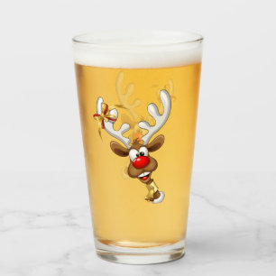 Lustiges Rentier-Spionier-Weihnachts-Meme Glas