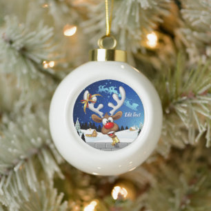 Lustiges Rentier-Spionier-Weihnachts-Meme Keramik Kugel-Ornament