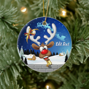 Lustiges Rentier-Spionier-Weihnachts-Meme Keramik Ornament