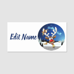 Lustiges Rentier-Spionier-Weihnachts-Meme Namensschild