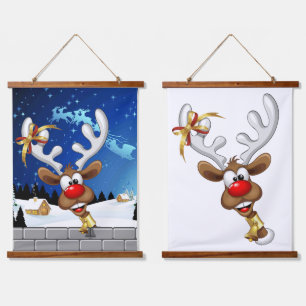 Lustiges Rentier-Spionier-Weihnachts-Meme Wandteppich Mit Holzrahmen