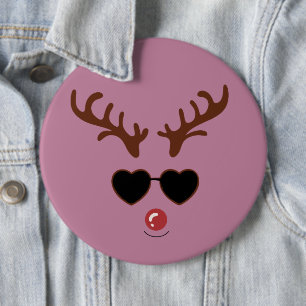 Lustiges Rentier Weihnachten Winter Familie Süßes Button