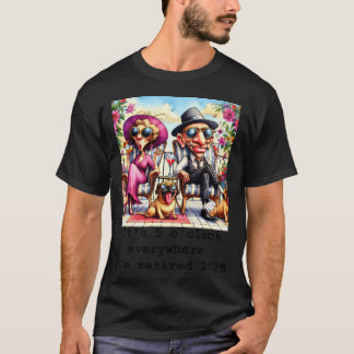 Lustiges Rentnerpaar und cooler Mops im Urlaub auf T-Shirt