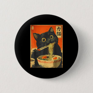 Lustiges Retro-Anime-Katze-Ramen Japanische Katze Button