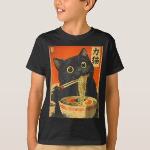 Lustiges Retro-Anime-Katze-Ramen Japanische Katze T-Shirt