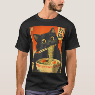 Lustiges Retro-Anime-Katze-Ramen Japanische Katze T-Shirt