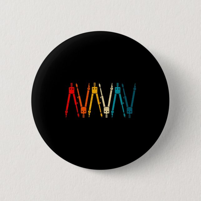 Lustiges Retro-Architekten-Comp-Regenbogen-Design  Button (Vorderseite)