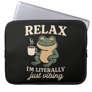 Lustiges Retro-Frosch-Vibing-Ästhetik-Meme-T-Shirt Laptopschutzhülle