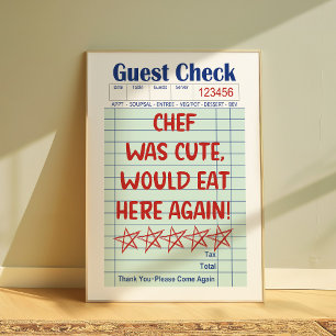 Lustiges Retro-Gästecheck-Chef-war-niedlich-Plakat Poster
