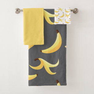 Lustiges Retro-Gelb-Bananen-Muster-Party-Bearbeitb Badhandtuch Set