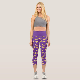 Lustiges Retro-gelbes Bananenmuster Party Editierb Capri Leggings